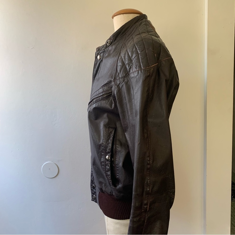 Vintage Leather Bomber cafe Racer Jacket - Picture 6 of 10